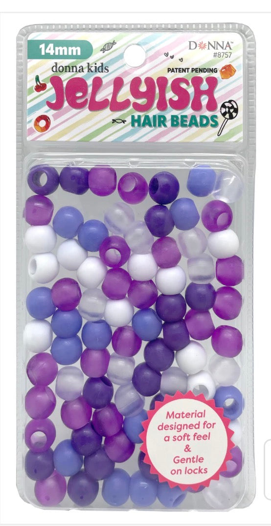 Jellyish Silicone Feeling Hair Beads 14MM - Purple Mix #8757