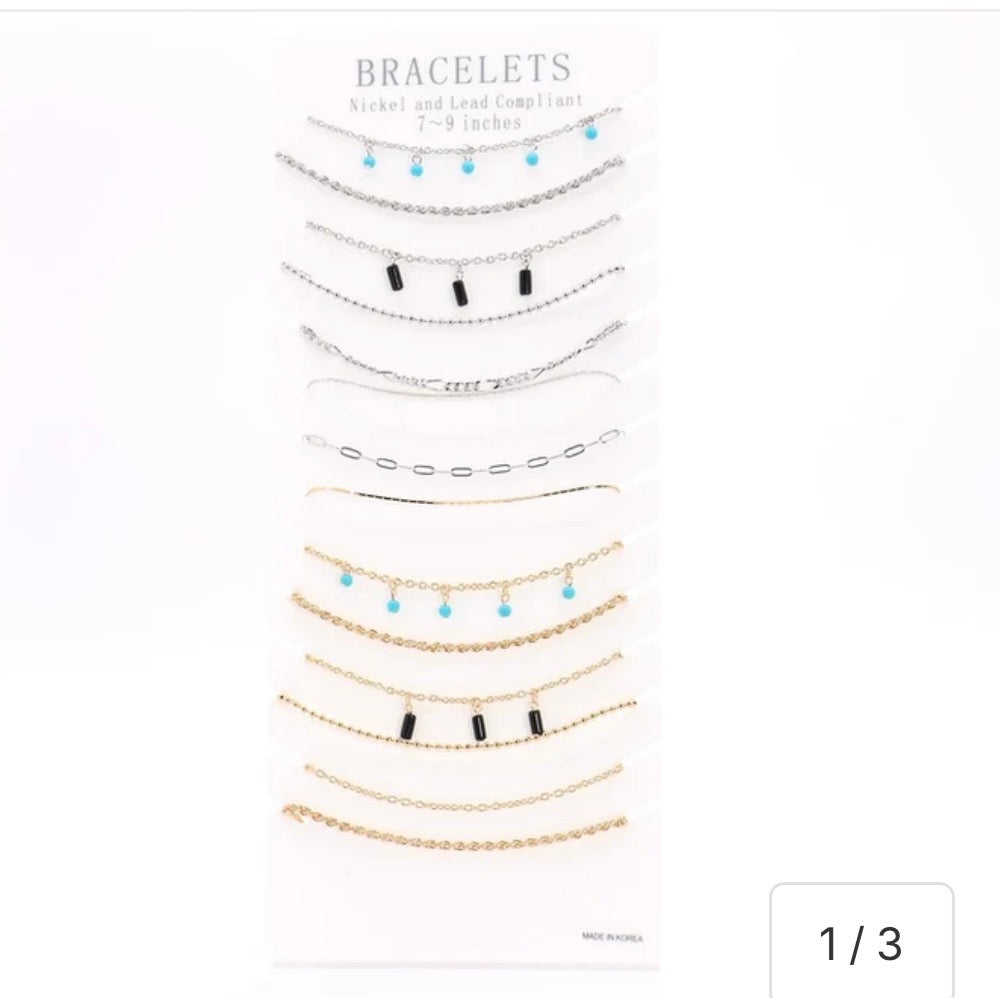 Premium Teal Mix Ankle Bracelet Display #900-036