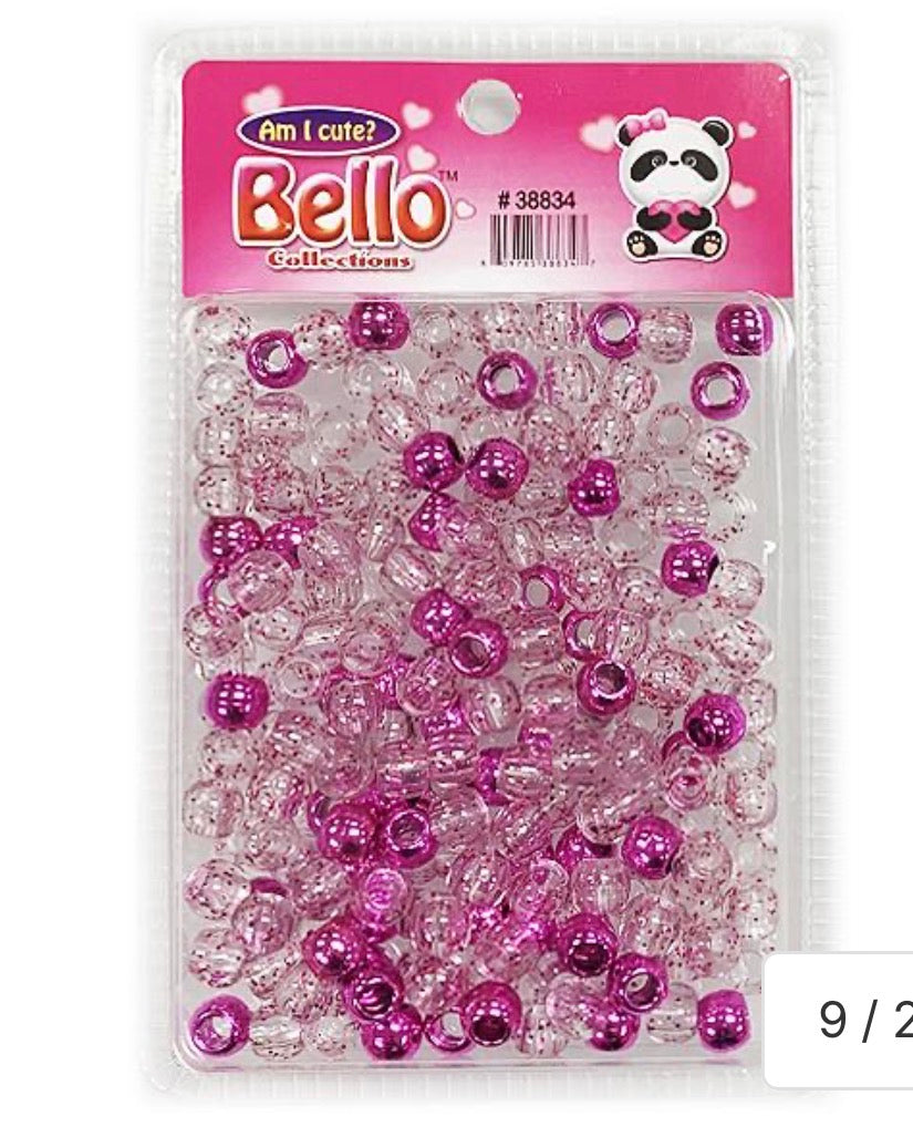 MEDIUM Beads / LARGE Pack - Metallic Pink(Purple) / Clear Glitter #38834