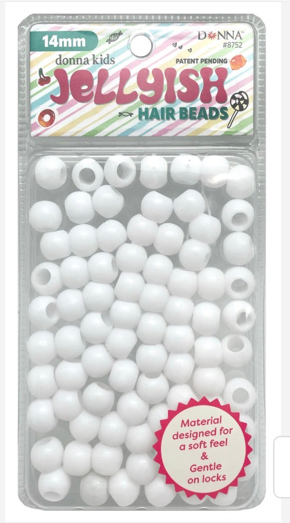 Jellyish Silicone Feeling Hair Beads 14MM - White #8752
