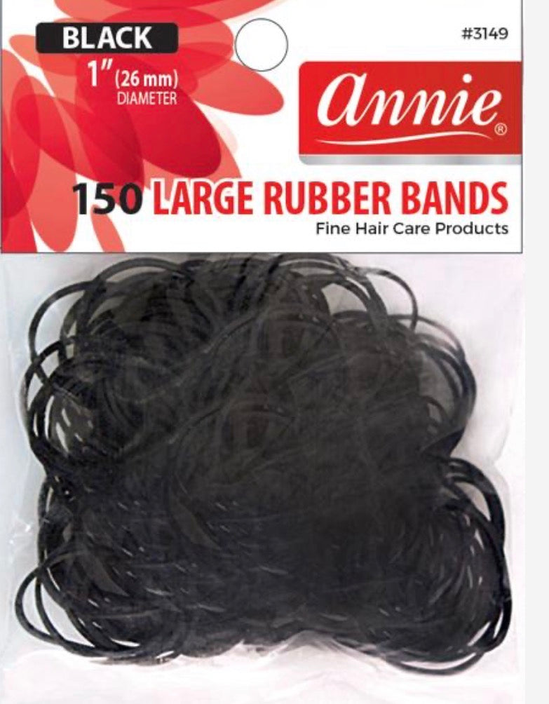 #3149 Annie 150Pc Rubber Bands Black Large (12PC)