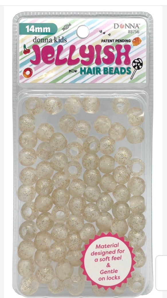 Jellyish Silicone Feeling Hair Beads 14MM - Gold Glitter #8756