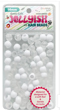 Jellyish Silicone Feeling Hair Beads 14MM - White & Clear #8753
